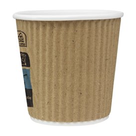 Bicchiere in Cartoncino Ondulato Kraft a Doppia Parete 4Oz/120ml Ø6,2cm (500 Pezzi)