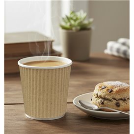 Bicchiere in Cartoncino Ondulato Kraft a Doppia Parete 4Oz/120ml Ø6,2cm (500 Pezzi)