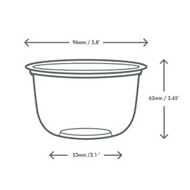 Ciotola Compostabile PLA Transparente 320 ml Ø9,6 cm (50 Pezzi)