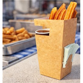 Scatola in Carta Churros al Cioccolato Kraft 78x78x179mm (500 Uds)