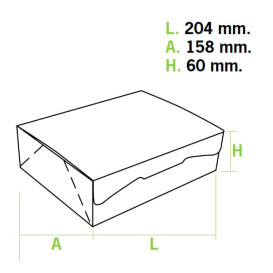 Scatola di Carta Pasticcerie 20,4x15,8x6cm 1Kg Bianco (200 Pezzi)