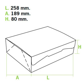 Scatola di Carta Pasticcerie 25,8x18,9x8cm 2Kg Bianco (125 Pezzi)